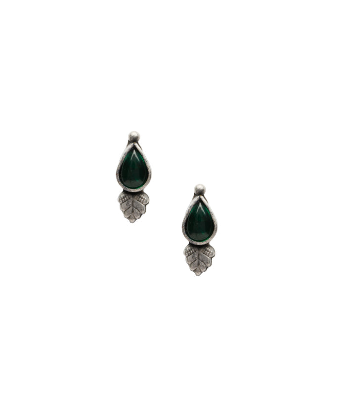 Green Stone Antique Mangalsutra Set (Silver)