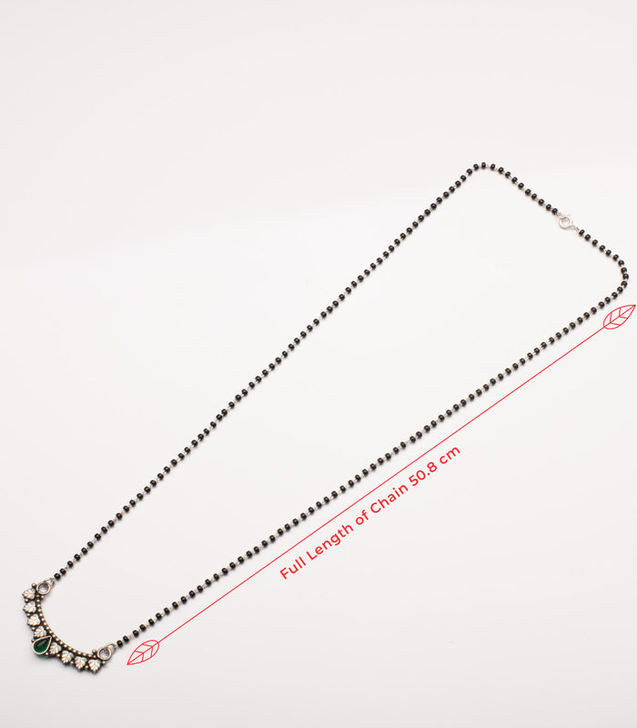 Green Stone Antique Mangalsutra Set (Silver)