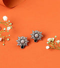 Green Stone Floral Leaves Bliss Oxidized Tops (Silver)