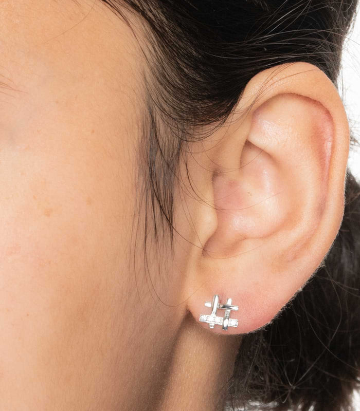 Hash Shaped Earrings (Silver)