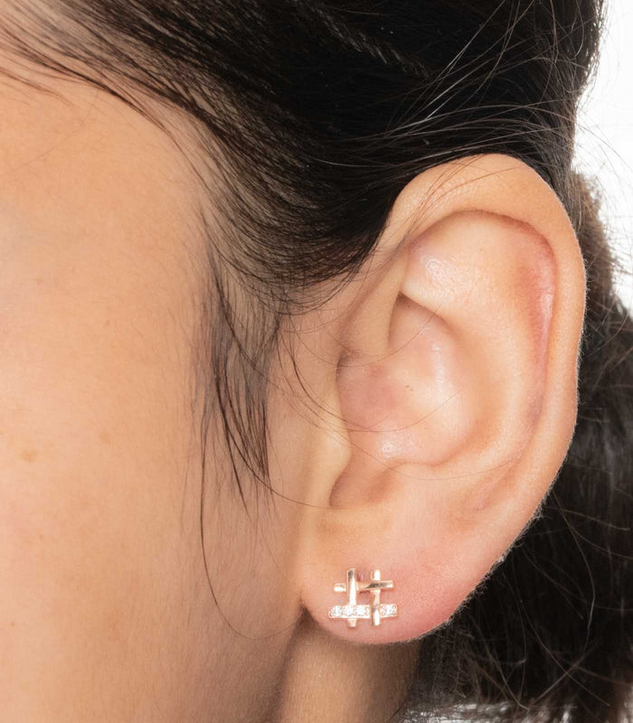 Hash Shaped Gold Colored Earrings (Silver)