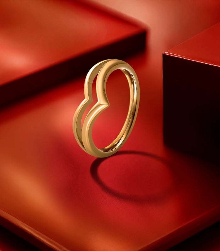 Heart Contour Gold Finger Ring