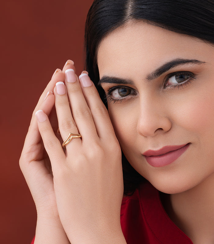 Heart Contour Gold Finger Ring