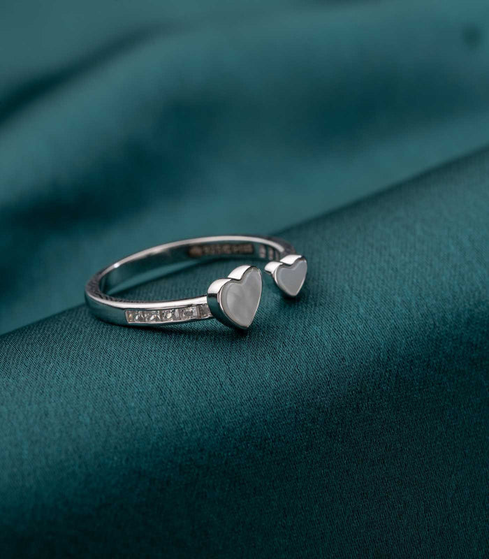 Heart Luxe Adjustable Finger Ring (Silver)