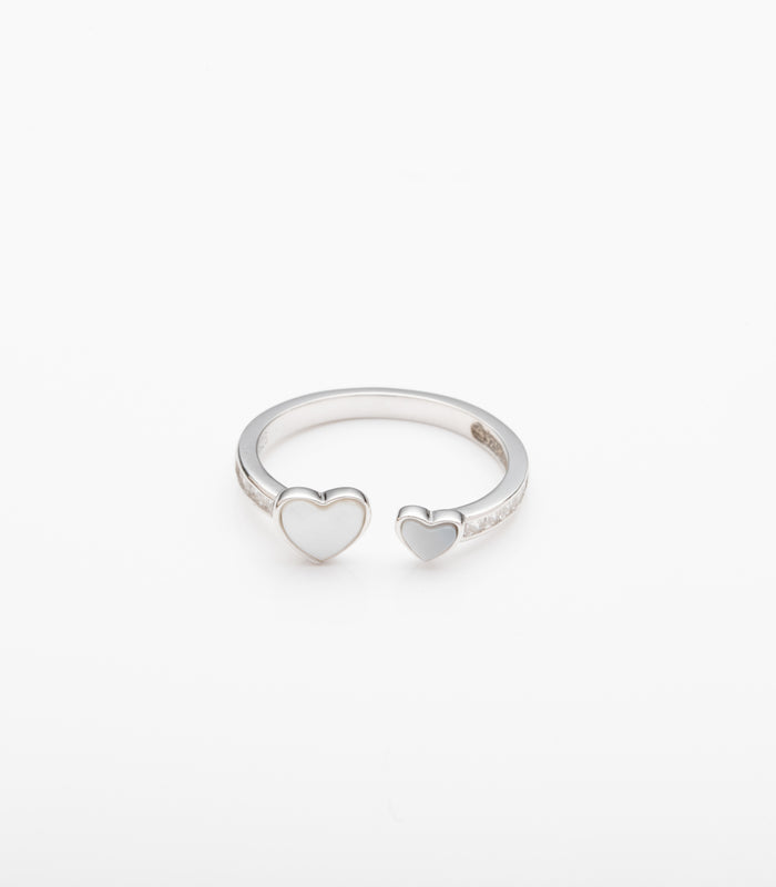 Heart Luxe Adjustable Finger Ring (Silver)