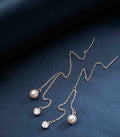 Heart-Pearl Sui Dhaga Earrings (Silver)