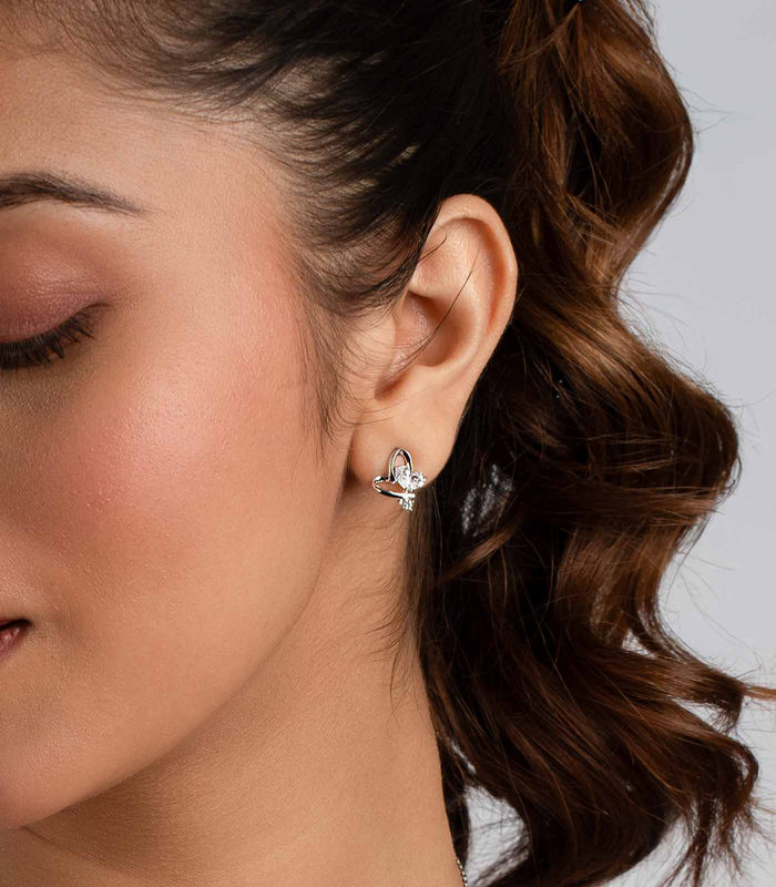 Heart Shaped Earrings (Silver)
