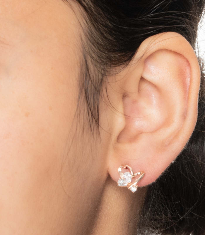 Heart Shaped Rose Gold Earrings