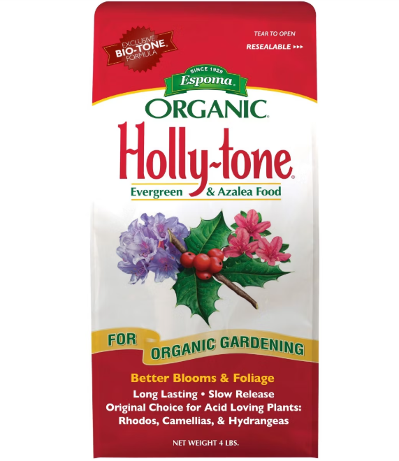Espoma Organic Holly-tone fertilizer packaging on a white background
