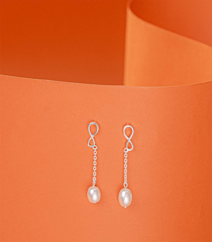 Infinite Dangling Pearls Earrings (Silver)