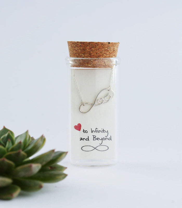 Infinity & Heart Pair Necklace (Silver)