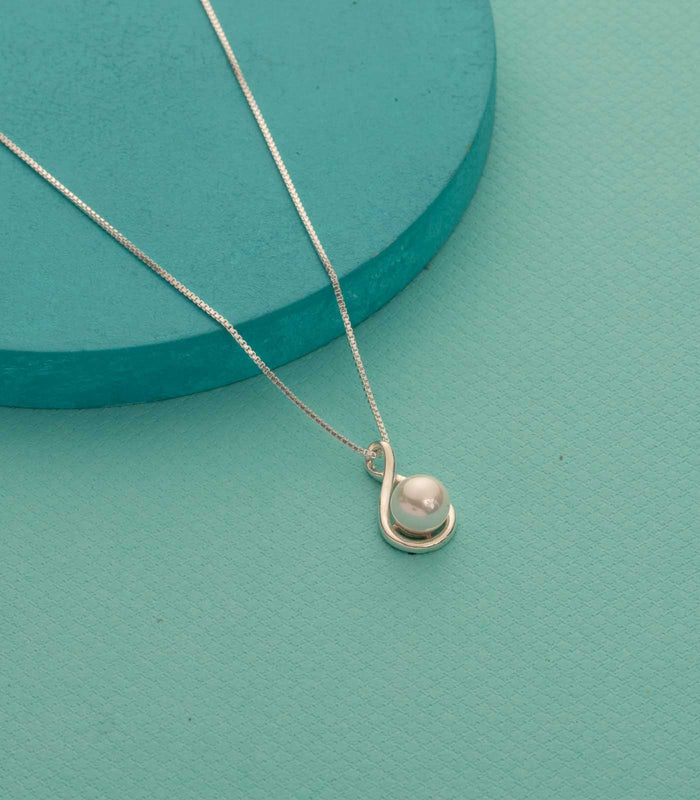 Infinity Pearl Necklace (Silver)