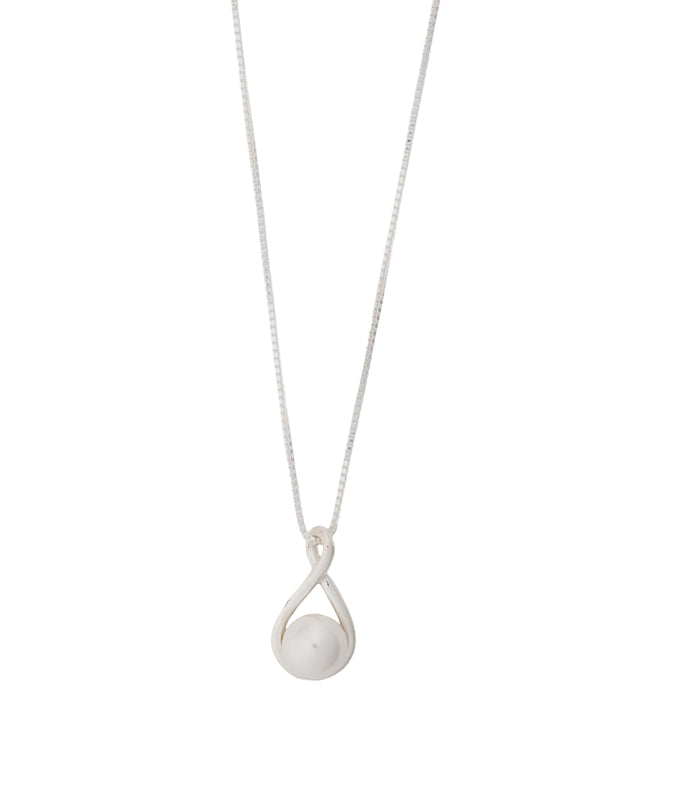 Infinity Pearl Necklace (Silver)