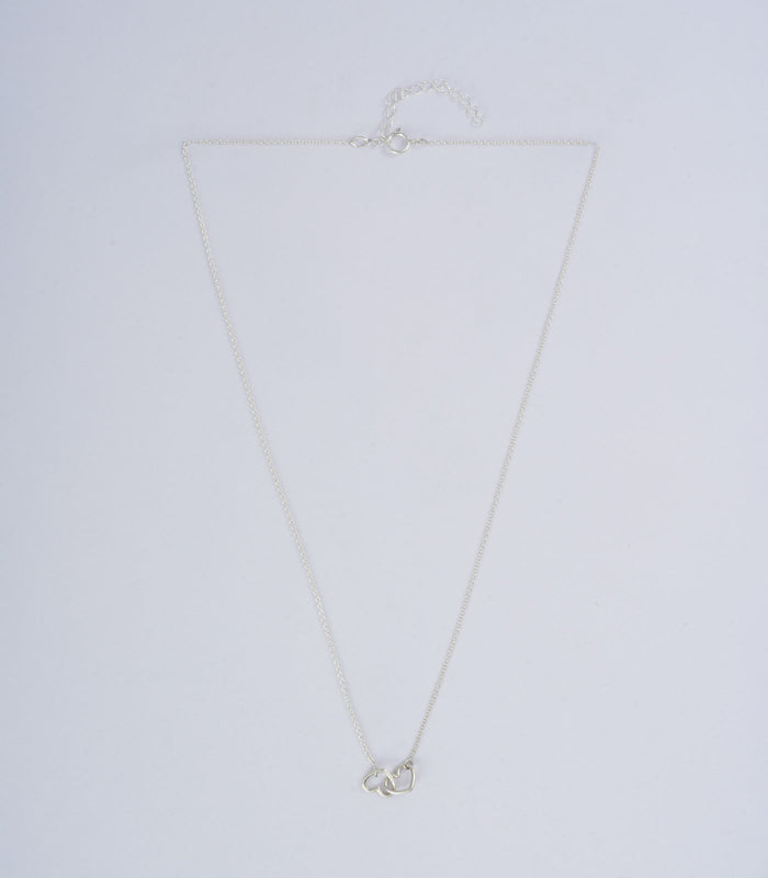 Interlocked Hearts Necklace (Silver)