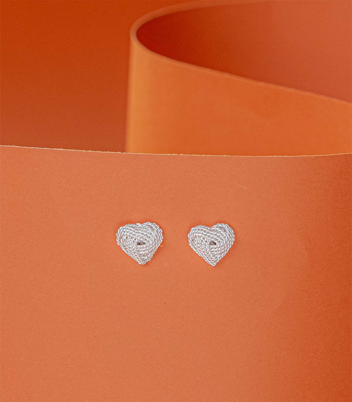 Interwined Shiny Heart Tops (Silver)