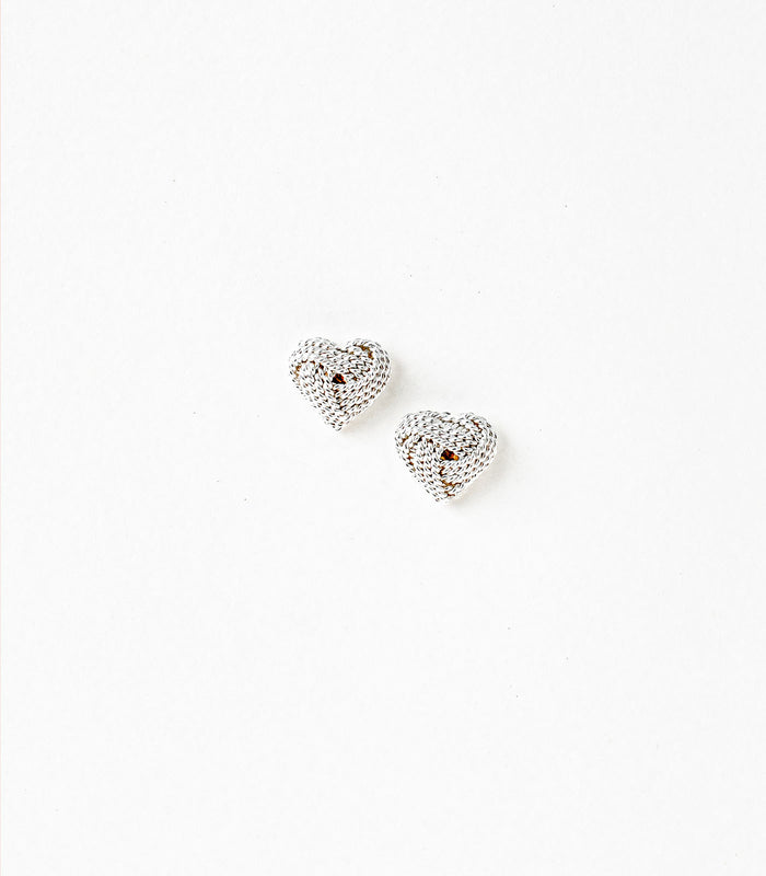 Interwined Shiny Heart Tops (Silver)