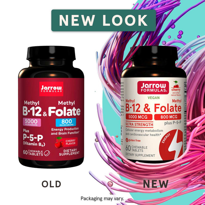 Jarrow Formulas Methyl B-12 & Methyl Folate (Cherry) New Look