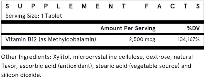 Jarrow Formulas Methyl B12 2500 mcg Ingredients