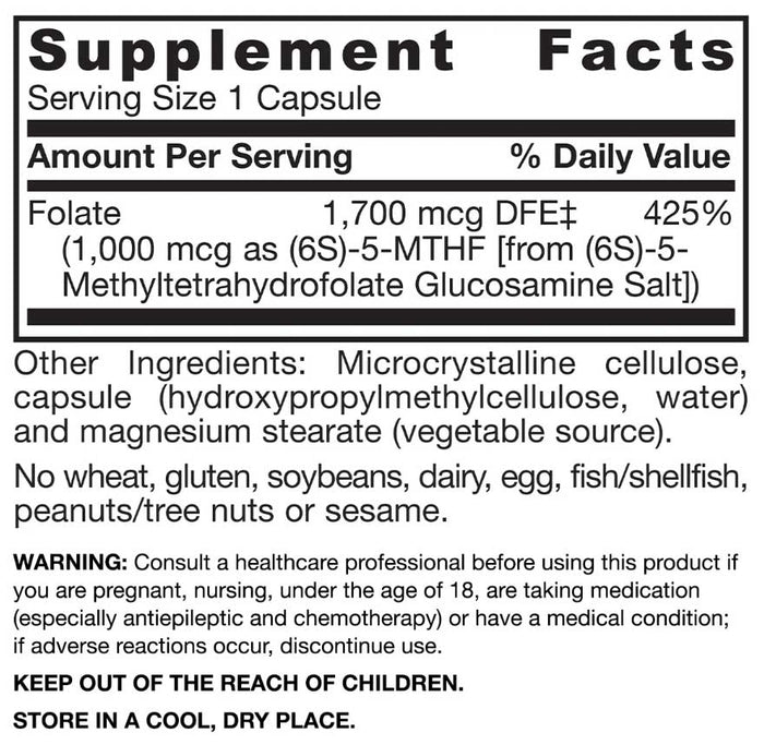 Jarrow Formulas Methyl Folate 1000 mcg Ingredients