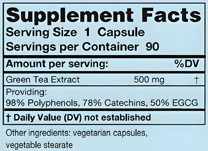 Karuna Health Green Tea 500 mg Ingredients