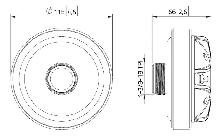 Lavoce DF10.172KS driver a compressione screw-on 1” 8 Ohm 120W