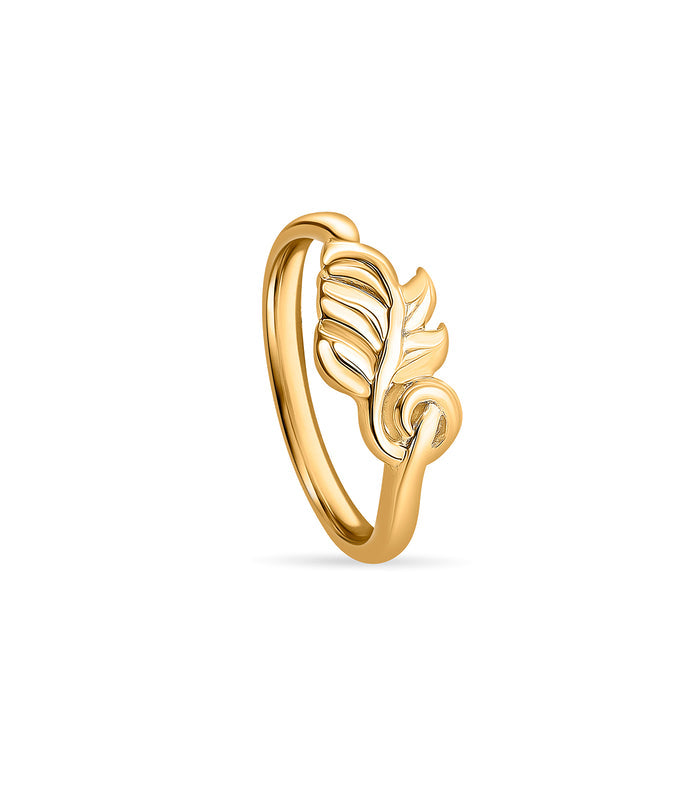 Leaf Motif Gold Finger Ring