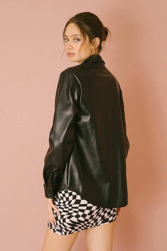 LEATHER OVERSIZED SHACKET