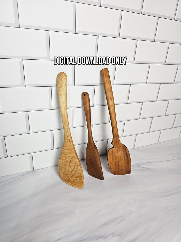 Left-Handed Spatula Bundle | 3 Woodworking Templates | PDF Digital Download