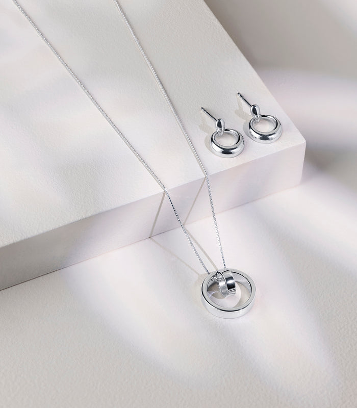 Linked Forever Necklace Set (Silver)