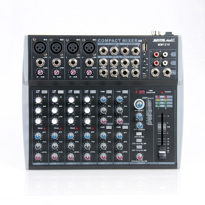 Master Audio MM1210 Mixer compatto con effetti 4 canali MONO + 4 canali STEREO e ingresso USB - TechSoundSystem.com