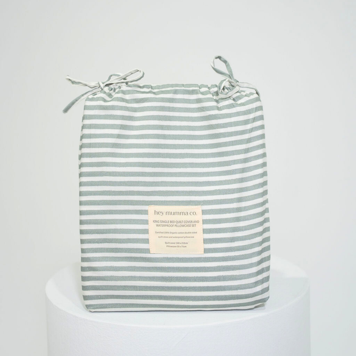 Matching King Single Quilt Cover & Waterproof Pillowcase Set - Arthur