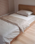 Matching King Single Quilt Cover & Waterproof Pillowcase Set - Beige Gingham