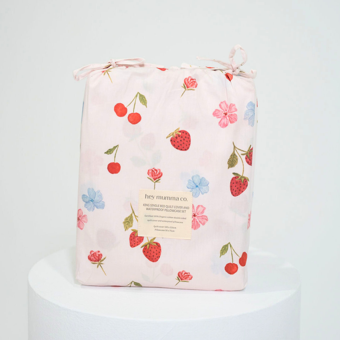 Matching King Single Quilt Cover & Waterproof Pillowcase Set - Evie