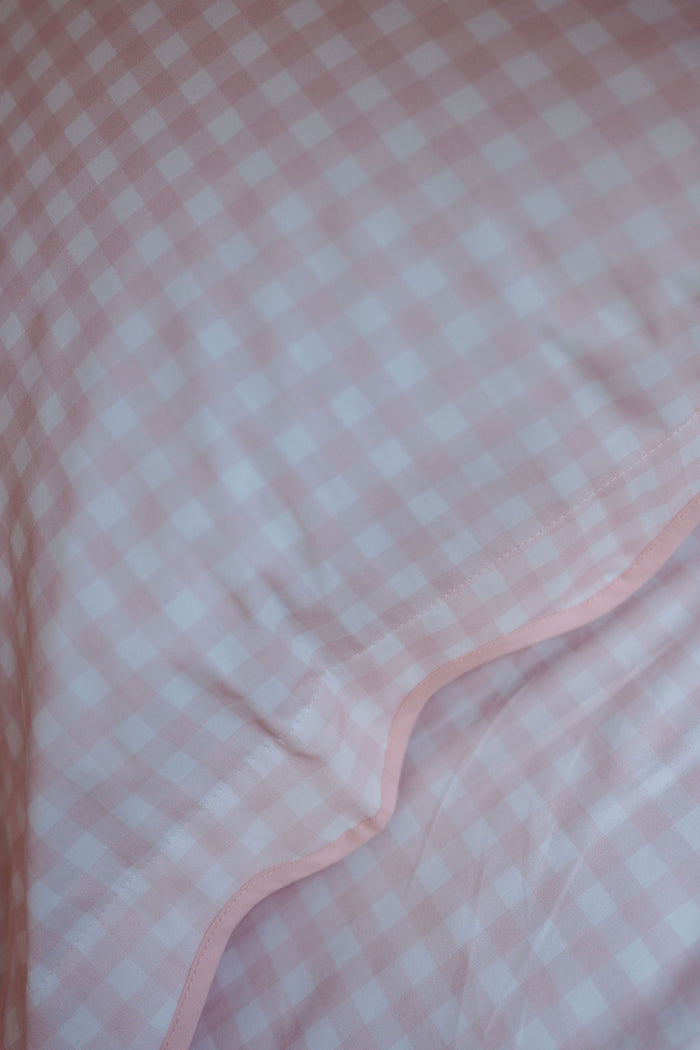 Matching King Single Quilt Cover & Waterproof Pillowcase Set - Pink Gingham