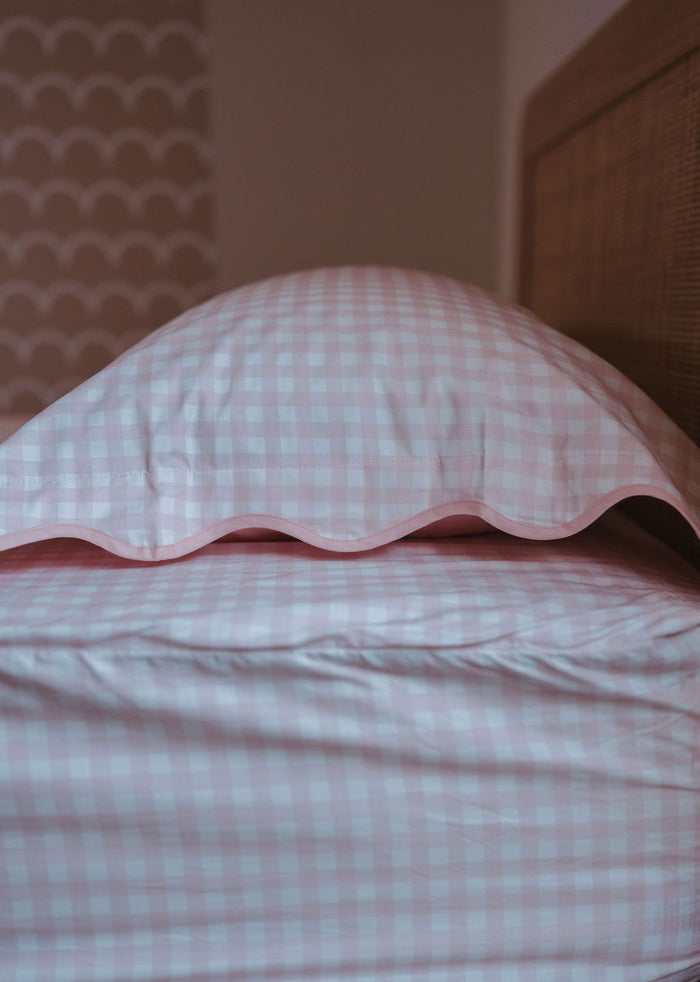 Matching Single Quilt Cover & Waterproof Pillowcase Set - Pink Gingham