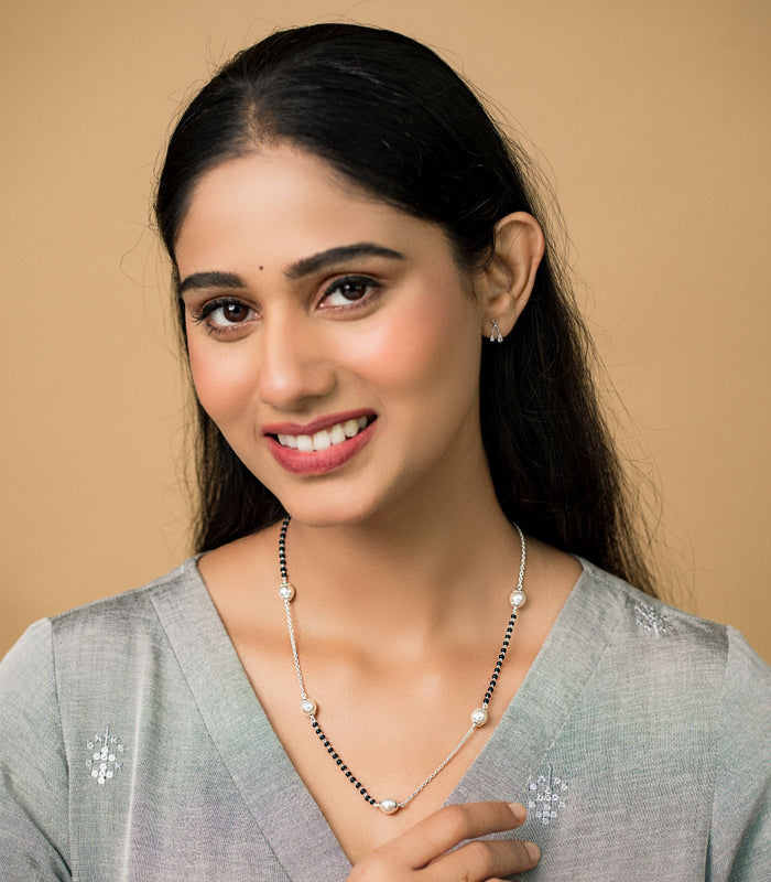 Mixed Style Pearl Mangalsutra (Silver)