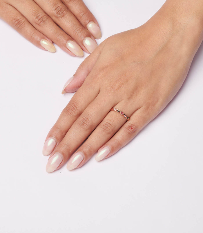 Multicolored Stones Finger Ring (Silver)