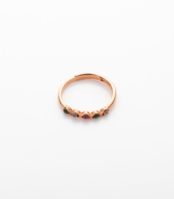 Multicolored Stones Finger Ring (Silver)