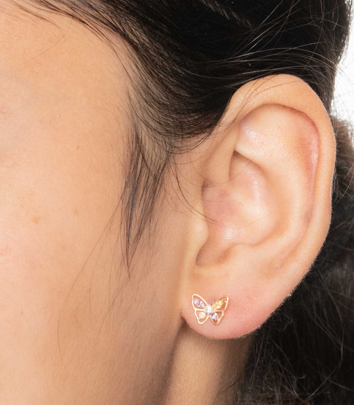 Multicoloured Butterfly Earrings (Silver)