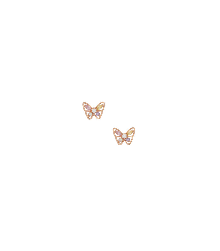 Multicoloured Butterfly Earrings (Silver)