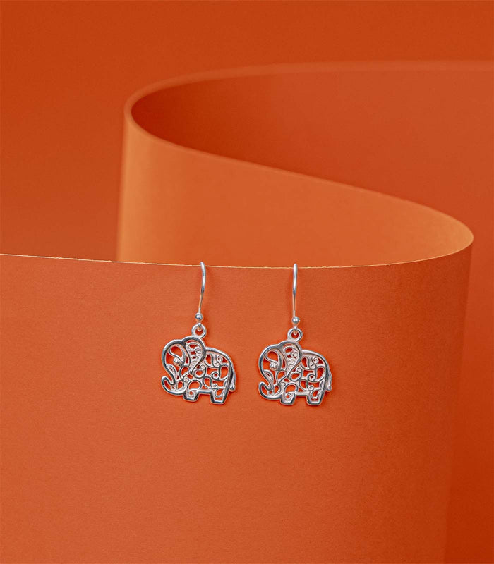 Mystic Designer Elephant Earrings (Silver)