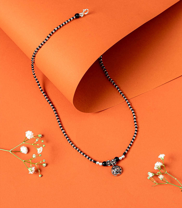 Mystic Floral Core Antique Mangalsutra (Silver)