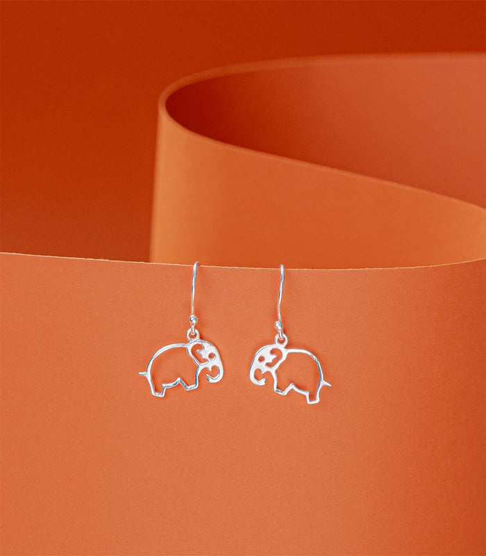 Outlined Elephant Earrings (Silver)