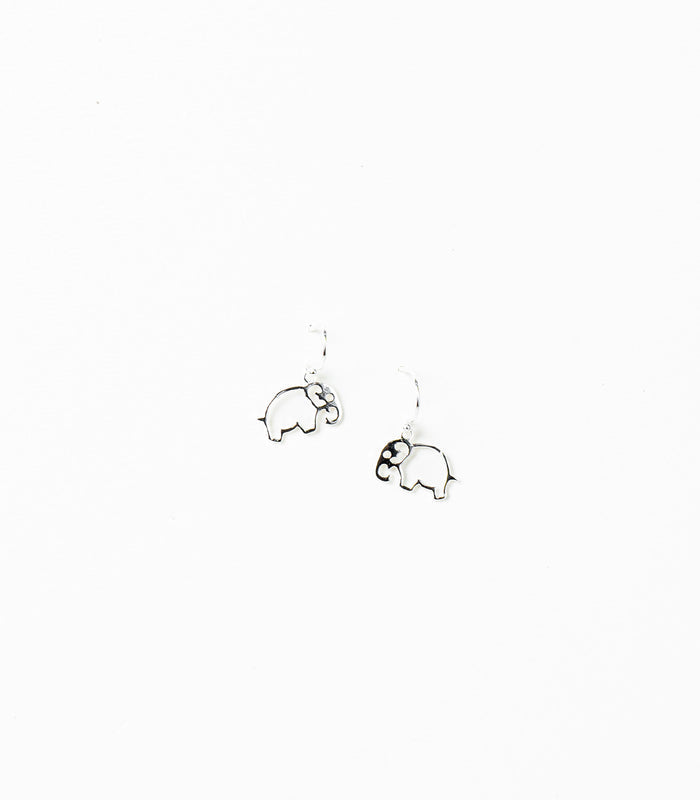 Outlined Elephant Earrings (Silver)