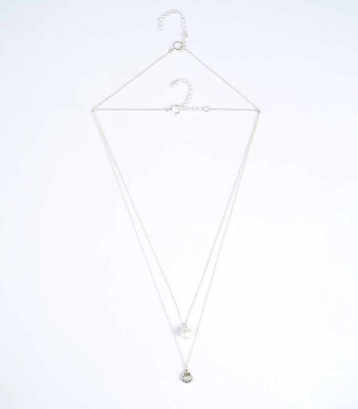Oyster & Pearl Necklace (Silver)