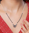 Peacock Stone Motif Antique Mangalsutra (Silver)