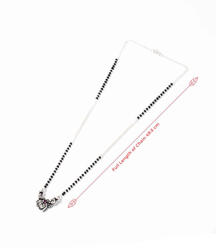 Peacock Stone Motif Antique Mangalsutra (Silver)