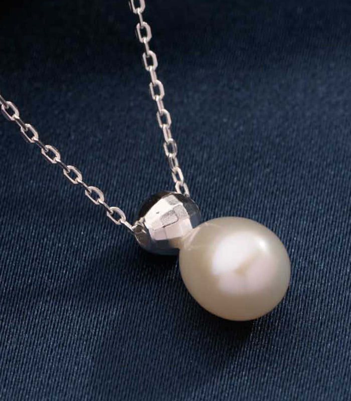 Pearl Drop Necklace (Silver)