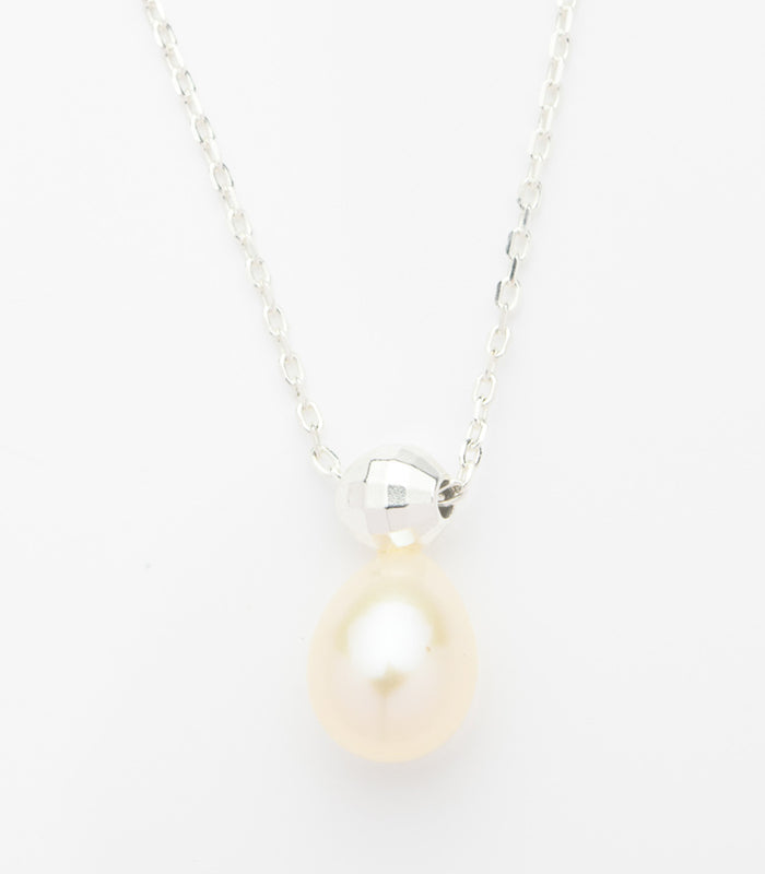 Pearl Drop Necklace (Silver)