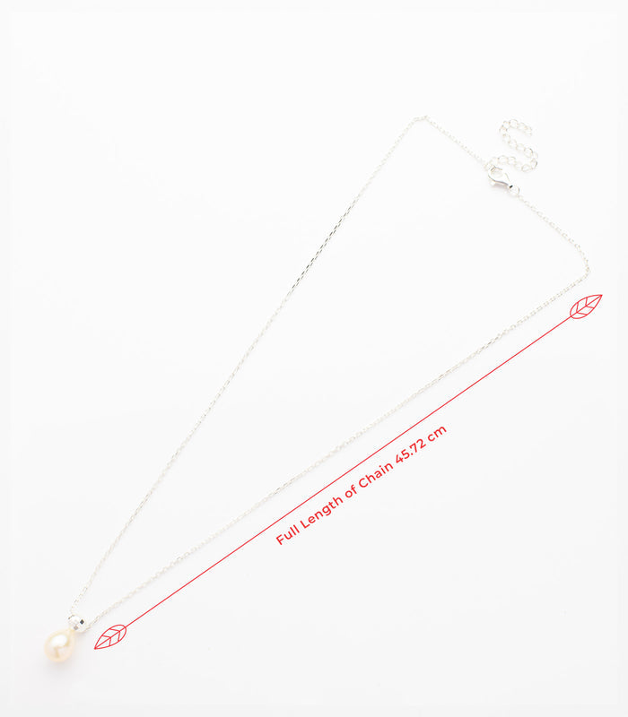 Pearl Drop Necklace (Silver)